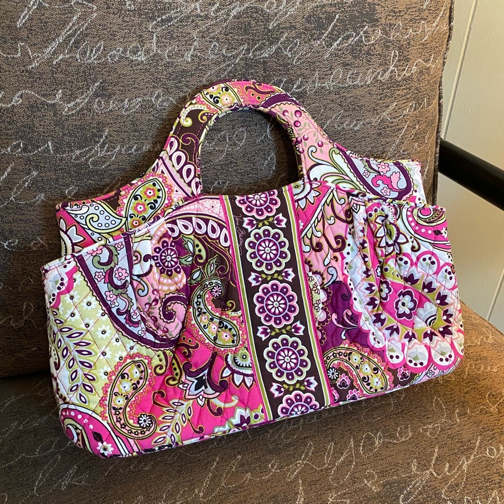 Very Bradley Side-by-Side Handbag in “Very Berry Paisley” Print - Rare Combo!